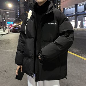 2023 Winter new Hong Kong wind down jacket men's warm size loose bun clothes handsome couple thickened cotton clothes