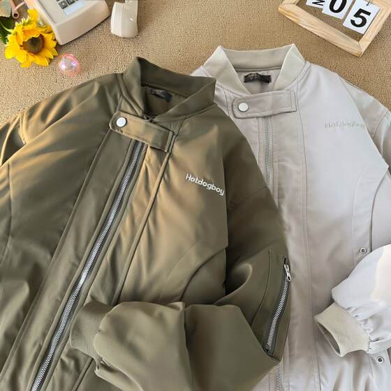 Trendy American letter baseball jacket, pilot jacket, men's couple retro autumn and winter thick cotton jacket