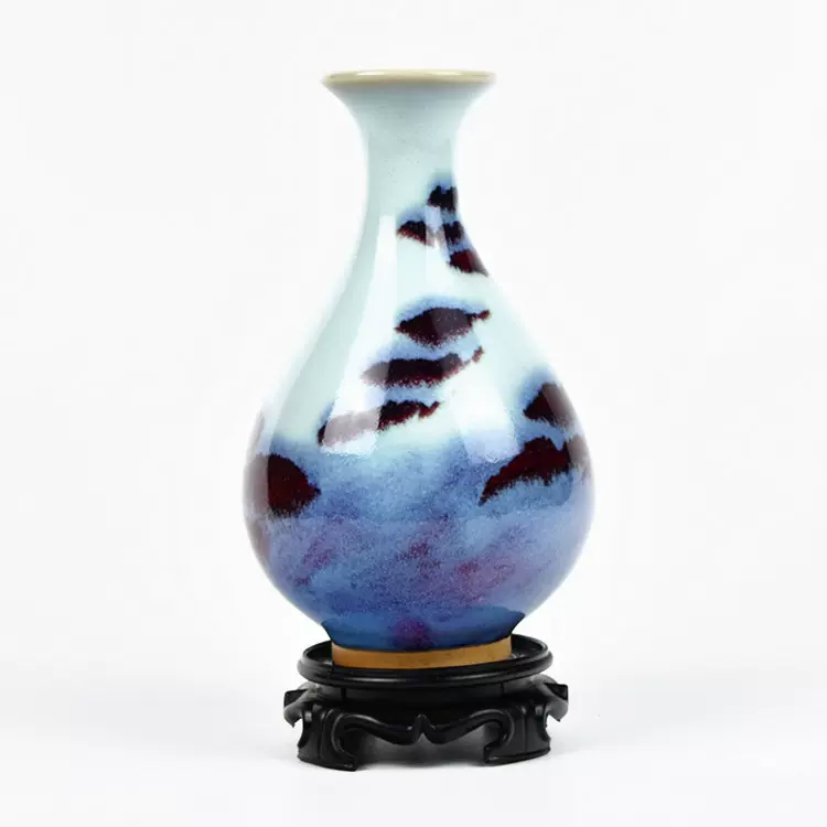 陶瓷器    小瓷瓶 陶瓷器钧窑迷你仿古小花瓶窑变山水花插创意客厅酒柜摆件瓷瓶