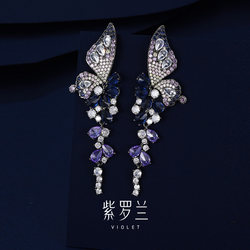 【Violet Authentic】Blue Butterfly Earrings, Elegant, Gentle, Fashionable, Versatile, High-End Butterfly Jewelry Gift