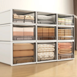 Japanese Clothes Storage Box Drawer-Type Wardrobe Storage Box Organizer Box Household Transparent Clothing Storage Cabinet Turnover Box
