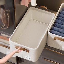 Japanese Tianshan Cotton and Linen Storage Basket Wardrobe Storage Box Organizer Layering Tool Clothes Storage Box for Wardrobe