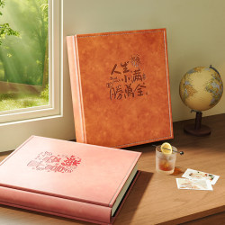 Leather-Covered 6inch-Page Large-Capacity Photo Album with Horizontal and Vertical Pages, 5-Insert-Style Family Photo Album, Baby Storage and Memory Book