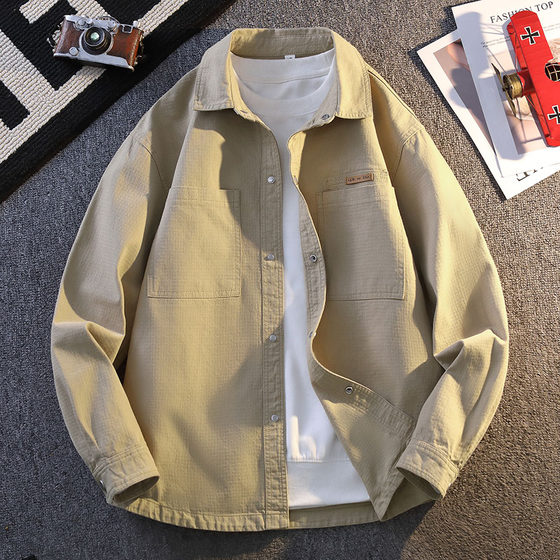 
Qiaodimonla 2025 new spring pure cotton long-sleeved shirt jacket men's jacket trendy spring and autumn casual shirt
