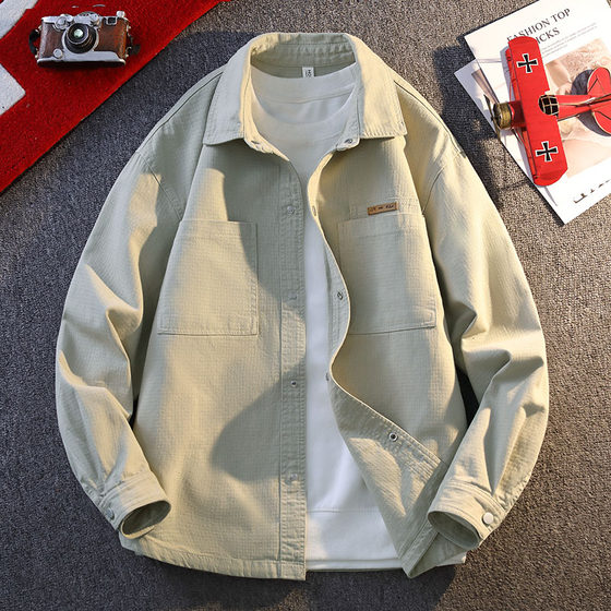 
Qiaodimonla 2025 new spring and autumn long-sleeved shirt jacket men's loose and versatile work casual jacket top