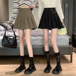Suit-Style Khaki Pleated Skirt for Women, Autumn Design, 2026 New Style, Petite High-Waisted A-Line Short Skirt Pants