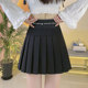 High -waisted pleated skirt Female A -character is thin autumn and winter elastic loose short skirt Black umbrella skirt design feels letters