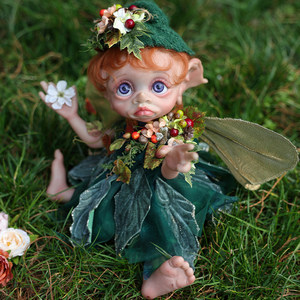 HK genuine elf plastic toy green angel doll companion doll comfort gift plush toy