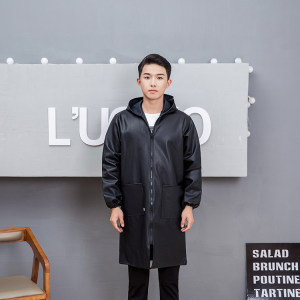 Leather men's loose and lengthened car repair machine repair breeding slaughter work clothes coveralls with hood leather gown waterproof and oil-proof