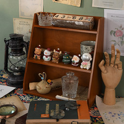 Zakka Planner Miscellaneous Storage Box Office Desk Figurine Solid Wood Storage Cabinet Multi-Layer Perfume and Cosmetics Organizer