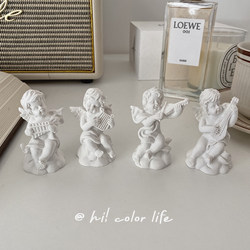 Vintage Cute Little Angel Figurine Retro ins European Style Desktop Resin Plaster Figure Home Decoration Gift
