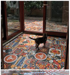 American Thangka Floor Tiles 300X300 Bathroom Kitchen Parquet Antique Tiles Art Small Flower Tiles Cafe