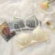 French Japanese underwear for women with thin, large breasts, small sexy, beautiful back, pure and tempting adjustment type, no steel ring black bra