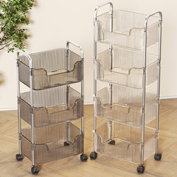 Acrylic Snack Storage Rack Floor-Standing Multi-Layer Movable Trolley Cosmetics Cabinet Bedroom Living Room Storage Rack