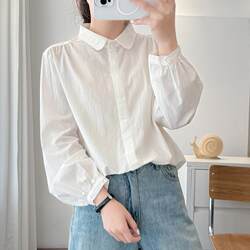 Spring and Autumn Pure Cotton Shirt for Women, Unique and Chic Long-Sleeved Shirt, New Artistic Top, Fashionable Sun Protection Shirt, Trendy