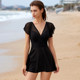 Aimu Fox Black One-piece Swimsuit Dress Swimsuit Women's Sun Protection Belly Slimming Swimsuit