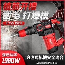 Delixi Electric Hammer Impact Drill Dual-Purpose Electric Pickaxe High-Power Rebar Installation and Slotting Industrial-Grade Heavy Hammer Concrete Demolition
