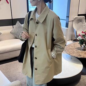 
Khaki trench coat for women 2025 autumn new Korean style high-end loose mid-length casual top for women