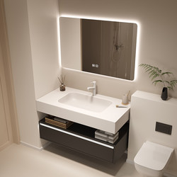 Hotel-Style Seamless Ceramic Basin with Honeycomb Aluminum Bathroom Cabinet Set, Washbasin Cabinet for Bathroom