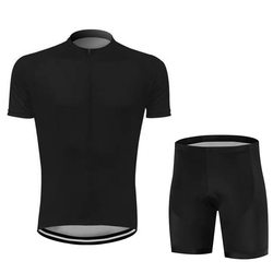 Pure Black Simple Short-Sleeved Mountain Bike Cycling Jersey, Spinning Bike Clothing, Roller Skating Clothing, Mountain Bike Cycling Pants