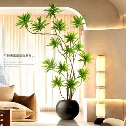 Lily Bamboo Rubber Tree Artificial Green Plant High-End Light Luxury Living Room Decoration Large Floor-Standing Wabi-Sabi Style Simulated Fake Plant