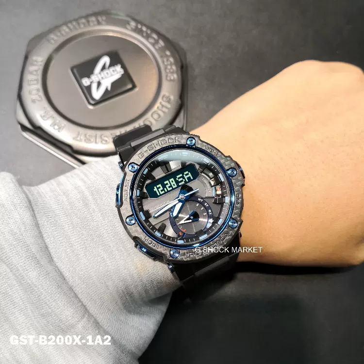 卡西欧手表男G-SHOCK光动能蓝牙钢铁之心碳纤圈GST-B200X-1A2-Taobao