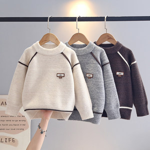 
Boys sweater 2025 new autumn and winter bottoming shirt children's soft waxy pullover warm sweater woolen style top