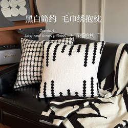 Modern Minimalist Throw Pillow, Black and White, for Living Room Sofa, Double-Sided, Light Luxury, High-End Feel, Headboard Pillow Cover, American Style Backrest