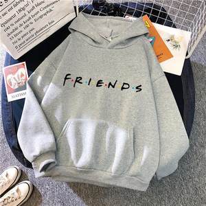 
Cross-border New Fashion Women's Letter Friends Printed Long Sleeve Hooded Sweatshirt Women's Casual Pullover Top