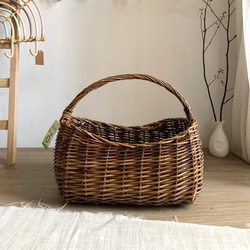 Foreign Trade Export Vintage Wicker Storage Basket Magazine Organizer Picnic Basket