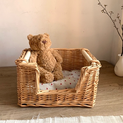 Export Export Trade Vintage-Style Pet Bed Cat Bed Handmade Wicker Wooden Handle Storage Basket High-Value Wicker Basket