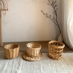 3-Piece Set! Export Trade Ins-Style Retro Wicker Storage Basket, Cute Hollow Small Basket