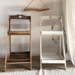 Export Japanese-Style Solid Wood Heart-Shaped Shelf, Creative Home Decoration Ornament, American Retro Double-Layer Flower Stand