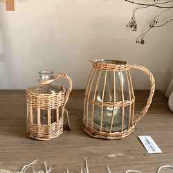 Foreign Trade Export ins High-End Wicker Glass Vase Hydroponic Handmade Pastoral Style Vase