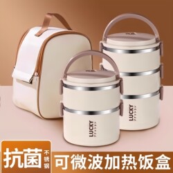 Multi-Layer Lunch Box, Large Capacity, Double-Layer Stainless Steel Lunch Box with Lid, Portable Sealed Lunch Box for Office Workers and Primary School Students