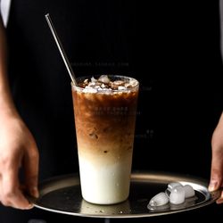 Ultra-Thin Large-Capacity Milk Tea Cup, Glass Cup, Iced Coffee Cup, Iced Americano, Iced Latte Glass Cup, Explosion-Proof and Heat-Resistant