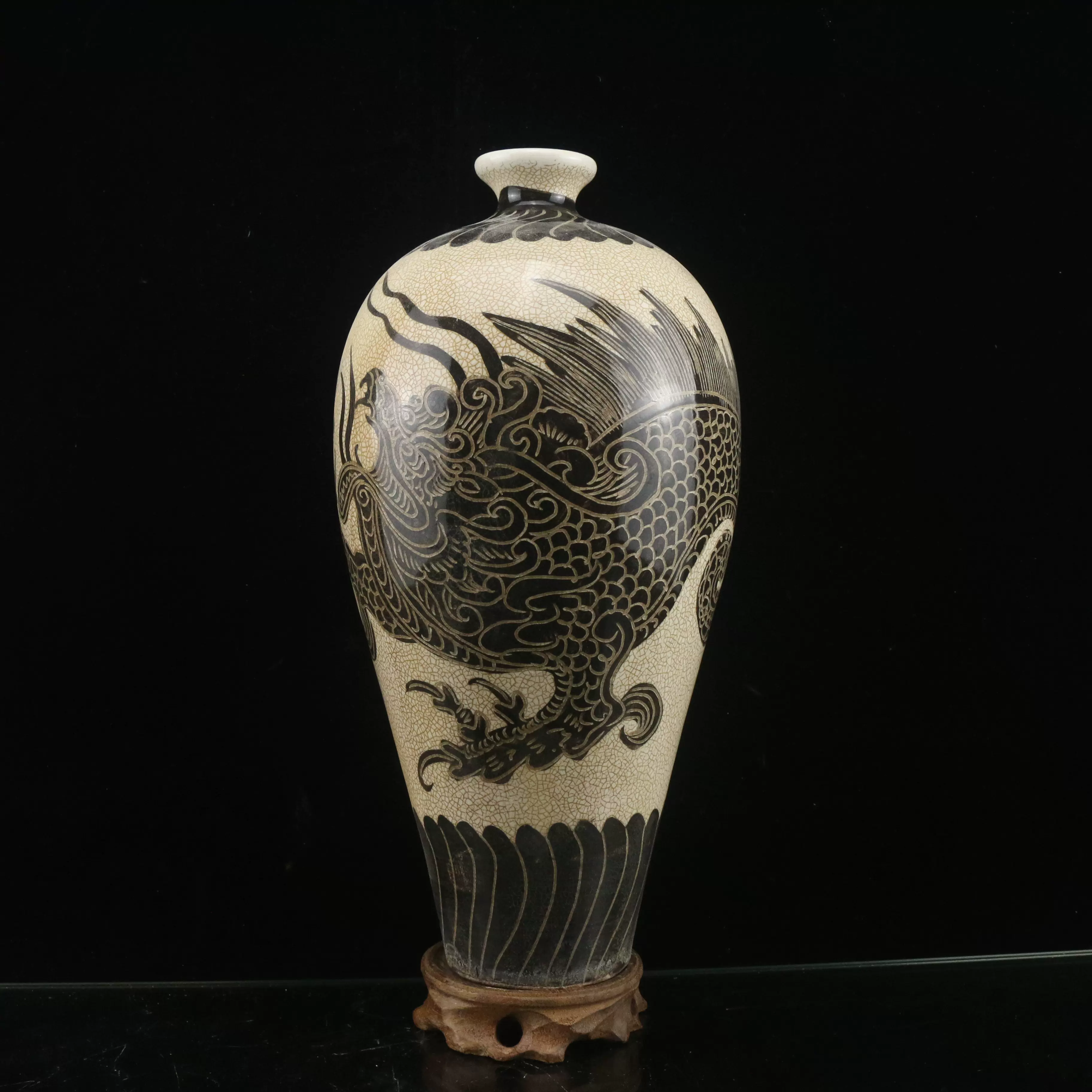 宋代磁州窯雕刻龍紋梅瓶仿古瓷器古董古玩舊貨老貨仿出土擺件-Taobao