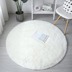 Simple Round Carpet for Bedroom, Living Room, Bedside, Hanging Basket, Hanging Chair, Computer Chair, Long-Haired, Cute, Girl Photo Prop Mat