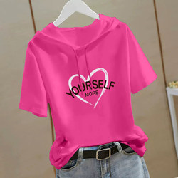 European Women's Clothing New European Hot-Selling Authentic Summer Hooded T-Shirt Women's Short-Sleeved Loose Cotton Versatile Top