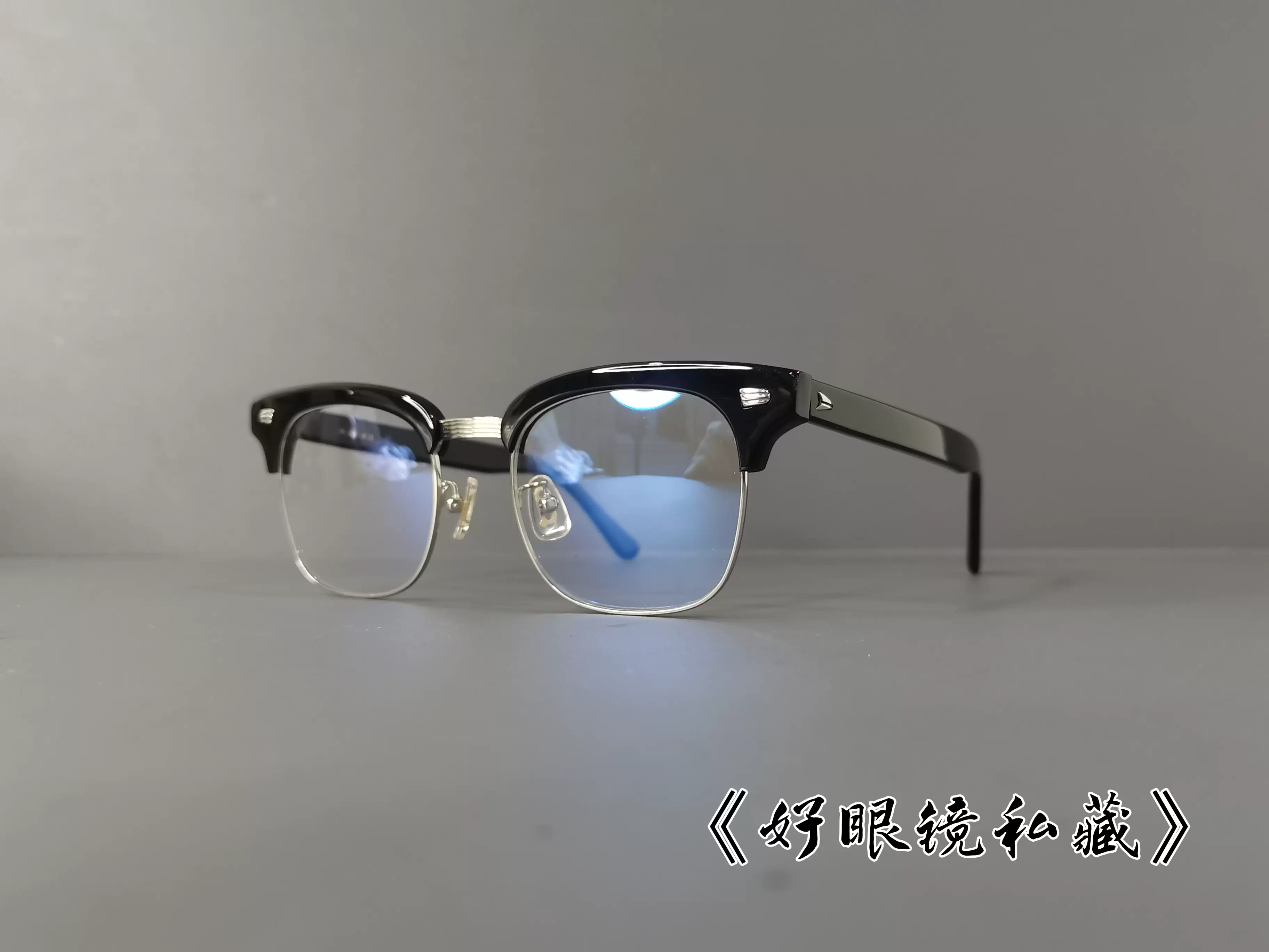 白山眼镜店 FOXY BROW 方扁复古眼镜框男中金半框配近视眼镜蓝光-Taobao