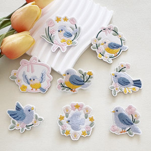 
Self-adhesive embroidery stickers for schoolbags and cups, decorative stickers for down jackets, pastoral style clothes and pants repair subsidy cartoon