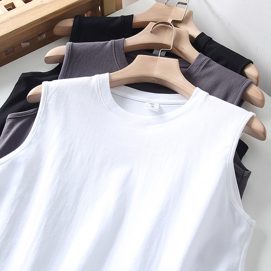 Daily order! All cotton breathable! Summer men's foreign trade washed Xinjiang long staple cotton solid color casual camisole sweat vest