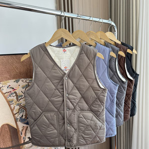 
Lightweight for outdoor use! Plus velvet and thickening! Foreign trade men's autumn and winter V-neck all-match casual warm vest cotton vest