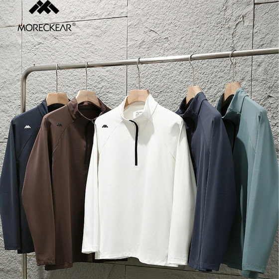 
Cabinet 699! Italian style high-elastic breathable autumn and winter outdoor sports and leisure half-zip T-shirt men's trendy long-sleeved T-shirt with a sense of body