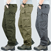 Outdoor casual pants men,s thick overalls men,s multi-pocket large size straight loose tactical cotton work pants spring and autumn