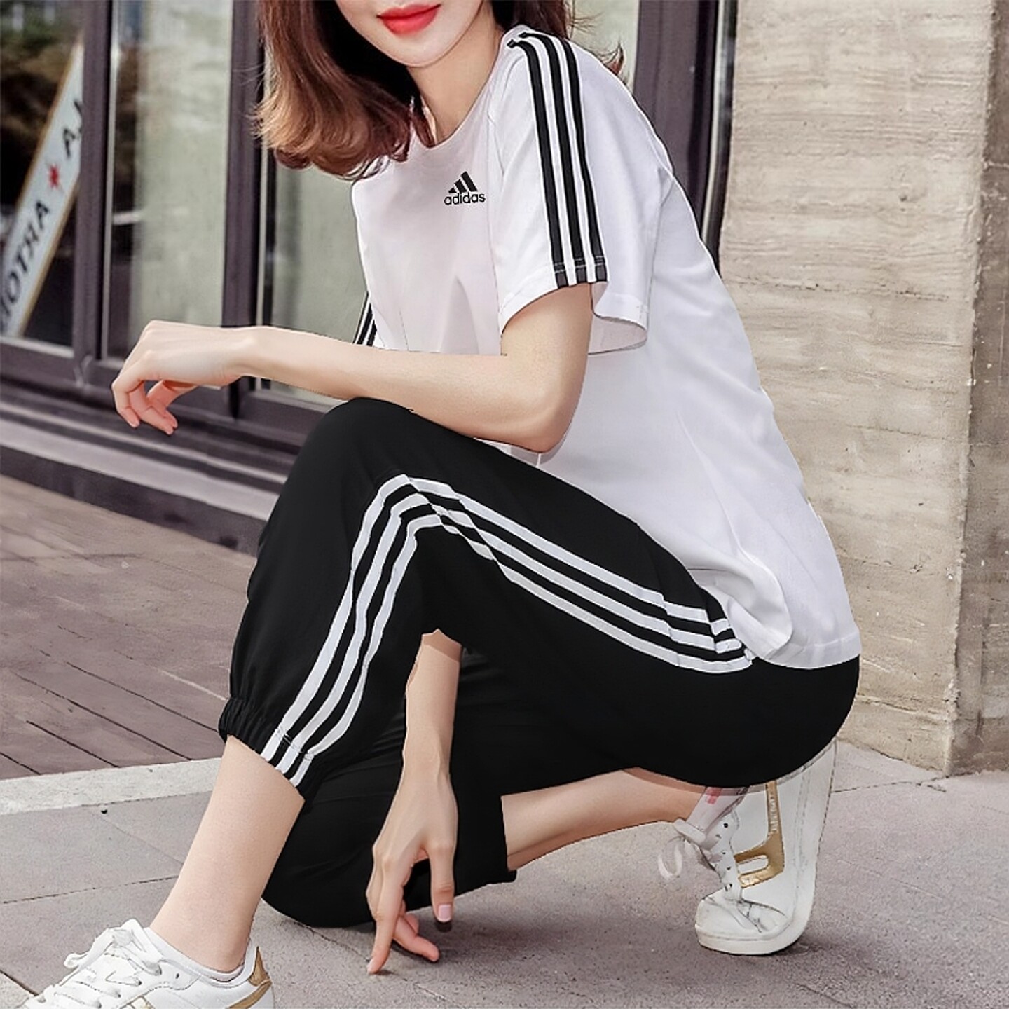 Adidas повседневный женский костюм — новая летняя спортивная одежда 2026 года
