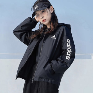 
Adidas jacket women's summer new woven breathable windbreaker hooded sports loose casual women's baseball uniform