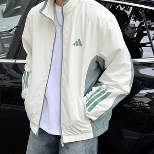 
Adidas windbreaker men's summer new stand-up collar jacket top loose basketball baseball uniform American jacket