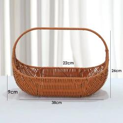 Imitation Rattan Woven Dragon Boat Fruit Basket, Handmade Flower Basket, Creative Rattan Flower Arrangement Basket, Flower Shop Gift Packaging Material Basket