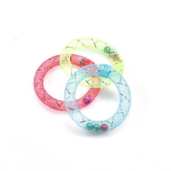 
Cat toys self-stimulating colorful network tube donuts with small bells that make sounds for you to play with to relieve boredom and are playable to enrich cats